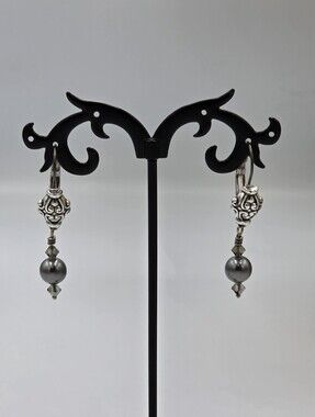 Brighton Vintage Style Silver and Gray Drop Earrings